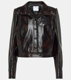 Courrèges Tortoise-printed cotton-blend biker jacket