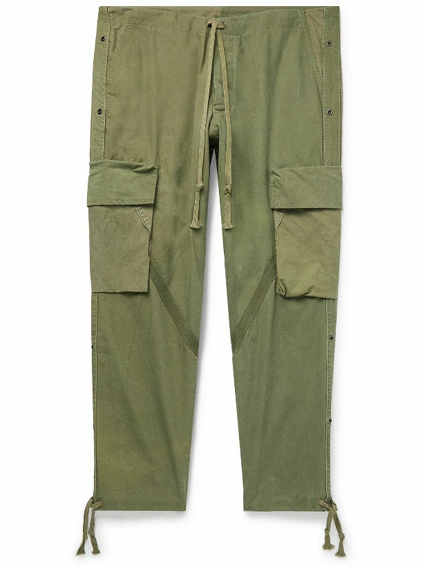 Photo: Greg Lauren - Sleeping Bag Tapered Distressed Cotton Cargo Trousers - Green