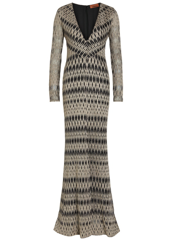 Photo: Missoni Patterned Fine-knit Maxi Dress Beige