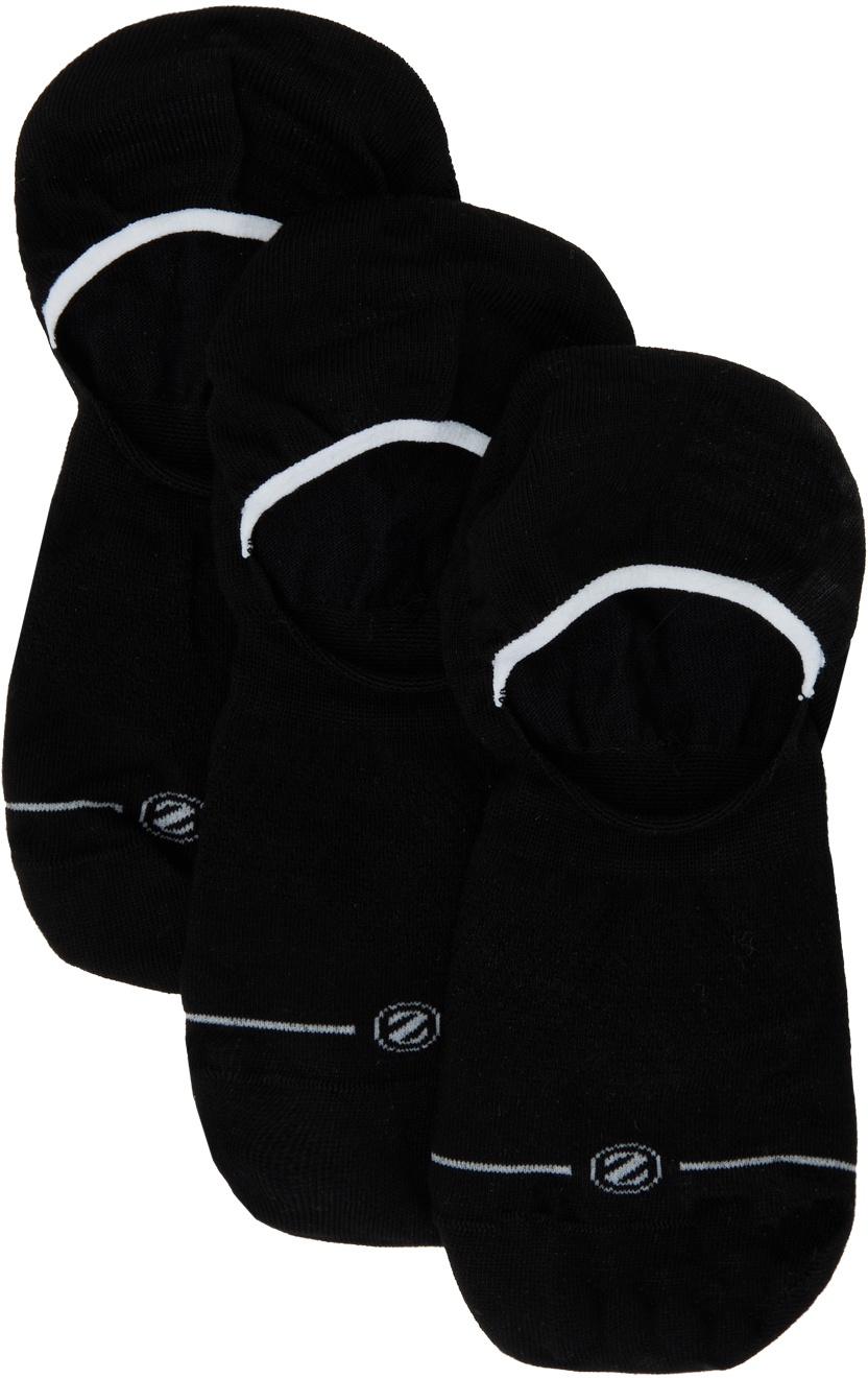 Photo: Ermenegildo Zegna Three-Pack Black Lyocell 'Sockless' Socks