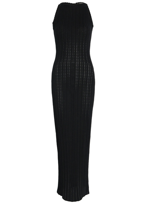 Photo: Giuliva Heritage Lola Open-knit Cotton Maxi Dress Black