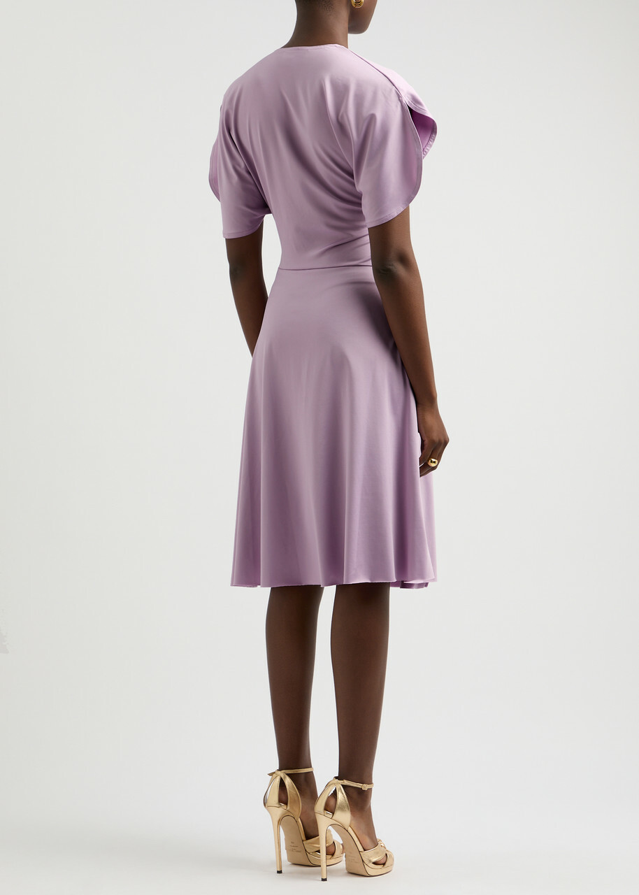 Victoria Beckham Gathered Stretch-jersey Midi Dress Purple Victoria Beckham
