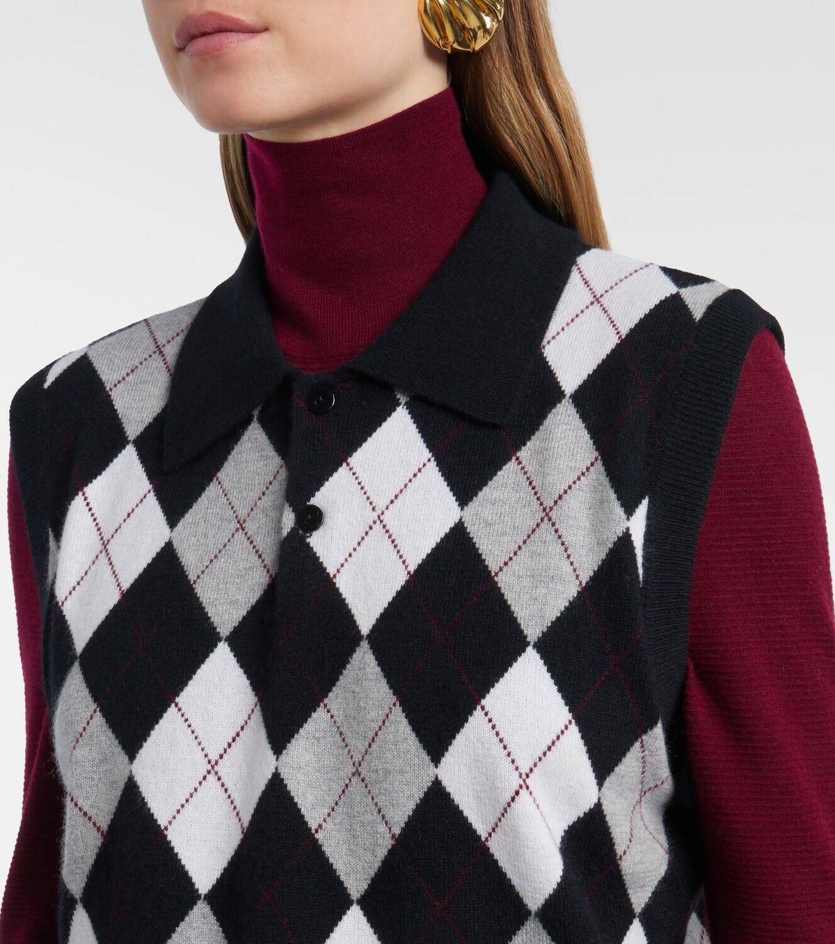 Lisa Yang Anwen argyle cashmere sweater vest