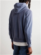 Remi Relief - Distressed Cotton-Jersey Hoodie - Blue