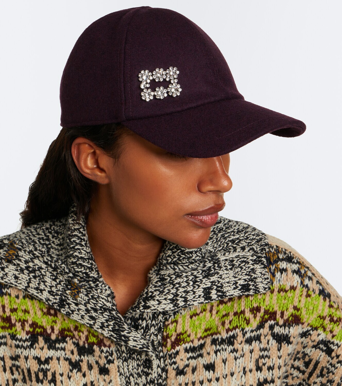 Roger Vivier Embellished wool and cashmere baseball cap