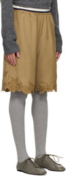 Cordera Taupe Embroidered Bermuda Shorts