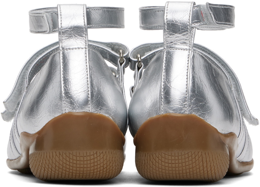 バレエシューズ [OPEN YY] STRAP BALLET FLAT: SILVER OPEN YY Silver Strap Ballerina Flats OPEN YY