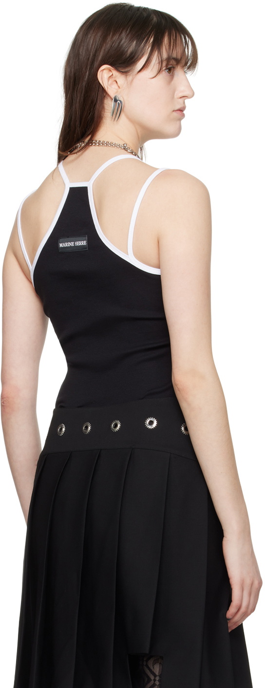 MARINE SERRE ブラック Tennis Court トップス MARINE SERRE ブラック Tennis Court トップス