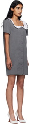 Pushbutton Gray Frilled Neck Minidress