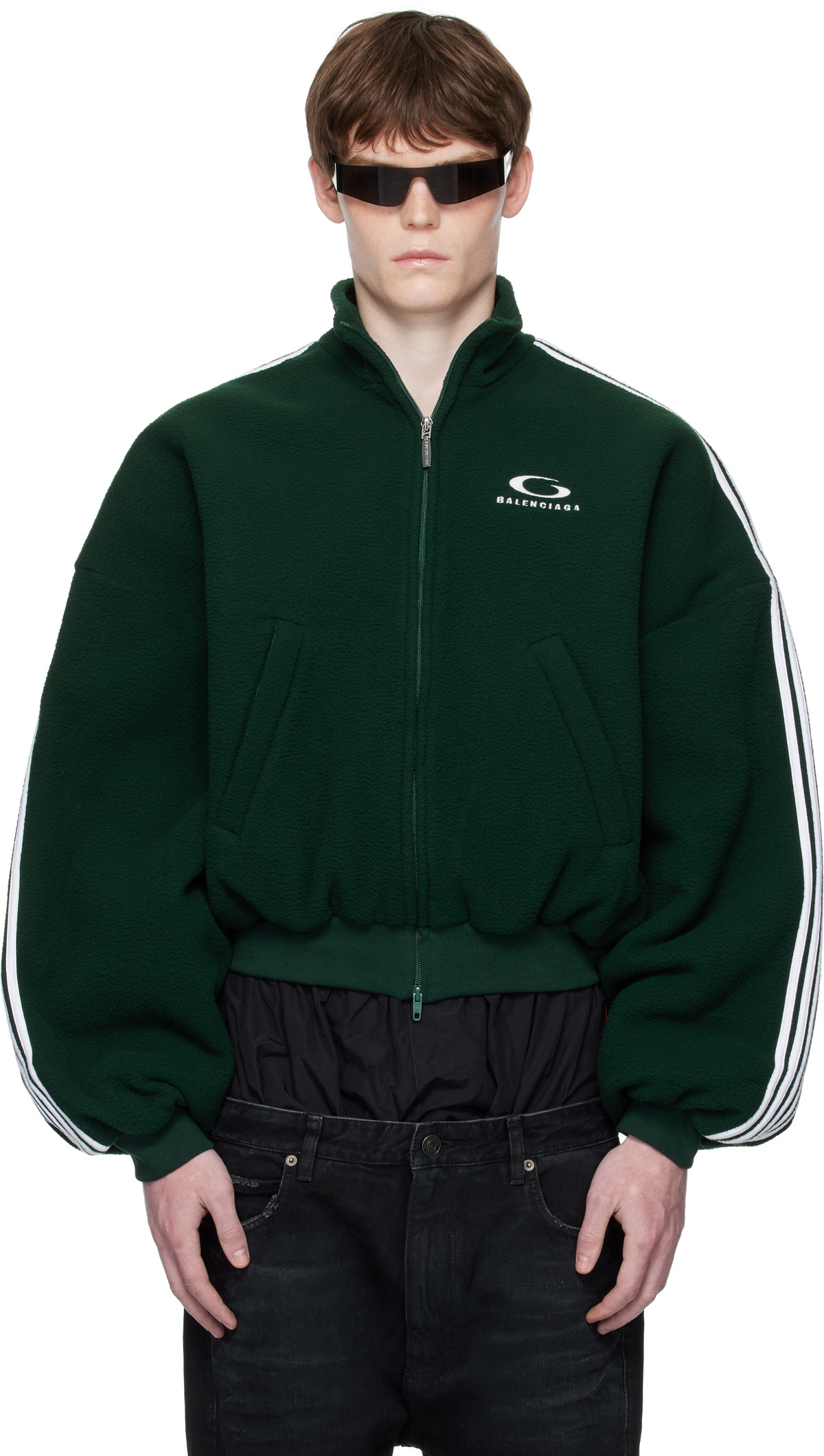 Balenciaga Green Loop Sports Icon Round Zip-Up Jacket Balenciaga