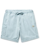 Armor Lux - Slim-Fit Logo-Appliquéd Cotton-Blend Drawstring Shorts - Blue