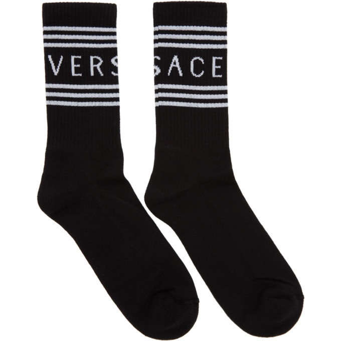 Photo: Versace Black Striped Logo Socks