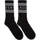Versace Black Striped Logo Socks