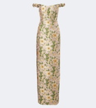 Markarian Off-shoulder floral brocade gown
