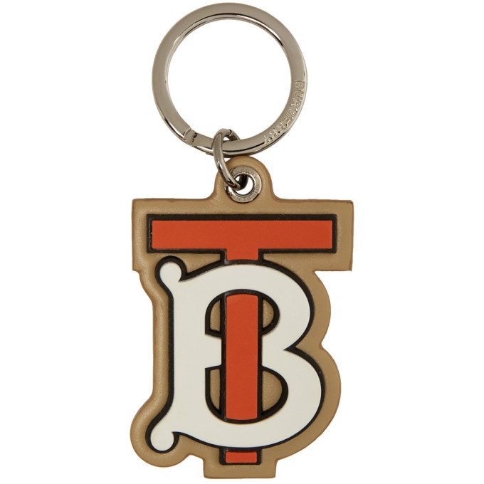Photo: Burberry Beige and Red Rubber Novelty Logo Keychain