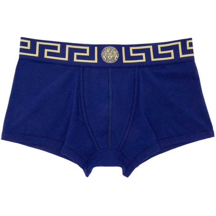 Photo: Versace Underwear Blue Low-Rise Medusa Boxer Briefs 