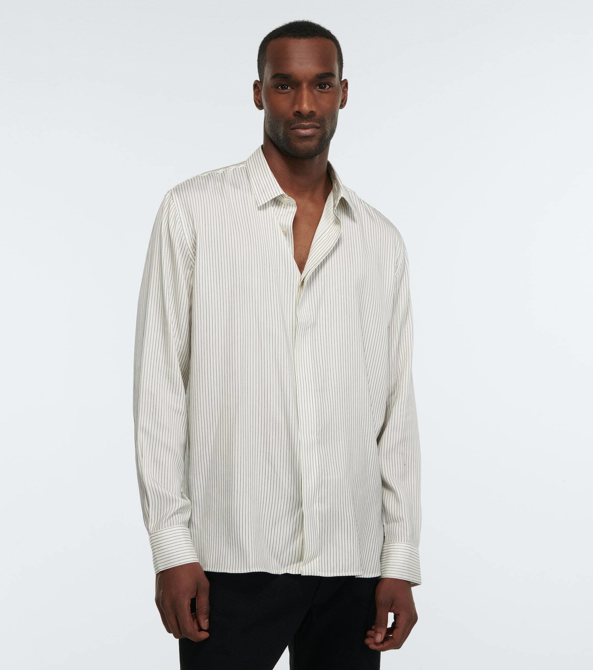 トップス saint laurent paris silk stripe shirt Striped silk satin shirt in multicoloured - Saint Laurent