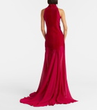 McQueen Velvet-trimmed silk georgette gown