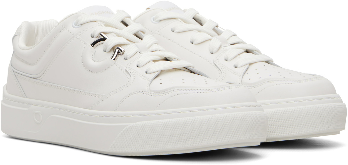 Ferragamo White Gancini Sneakers