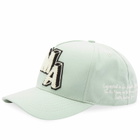 AMIRI Men's Chenille MA Patch Canvas Cap in Frosty Green