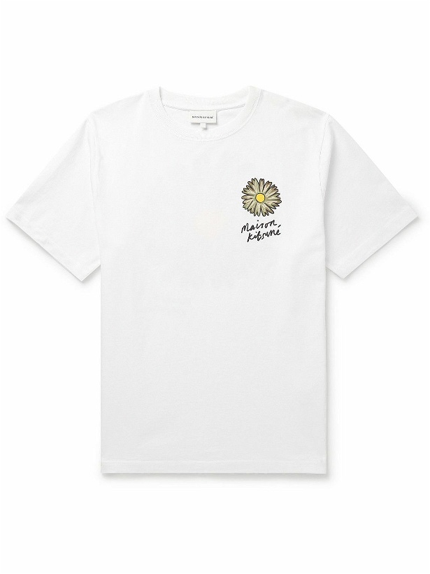 Photo: Maison Kitsuné - Floating Flowers Logo-Print Cotton-Jersey T-Shirt - White
