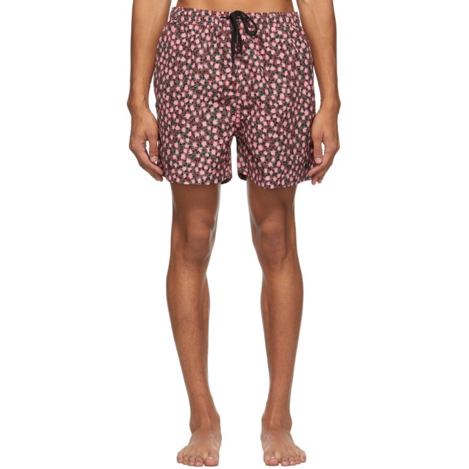 Photo: Solid and Striped Pink The Classic Floral Geo Swim Shorts
