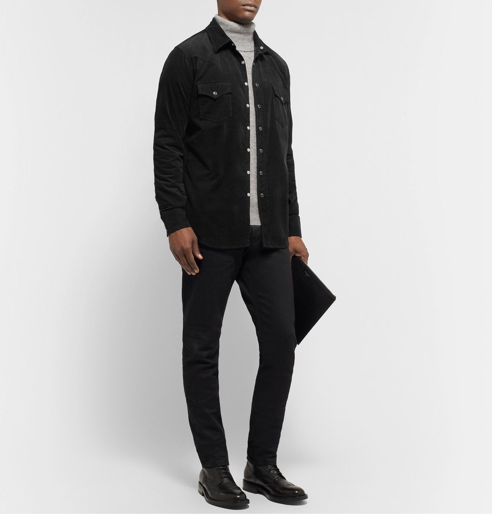 SAINT LAURENT - Slim-Fit Cotton-Corduroy Western Shirt - Black