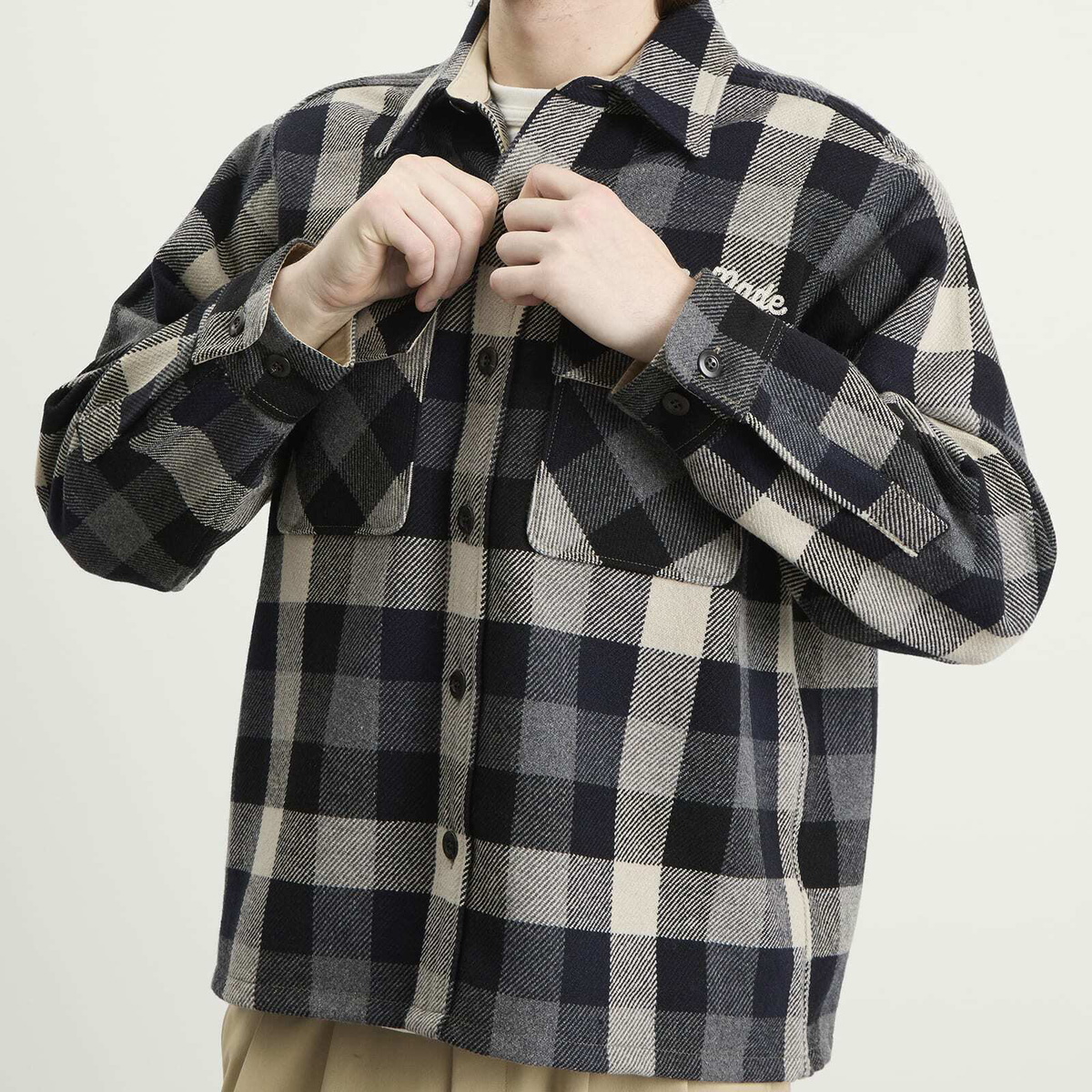 Human Made Men's Wool Check Shirt Jacket in Black Human Made
