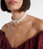 Self-Portrait Crystal-embellished floral choker