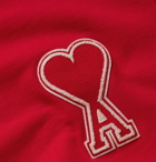 AMI - Logo-Appliquéd Loopback Cotton-Jersey Sweatshirt - Red