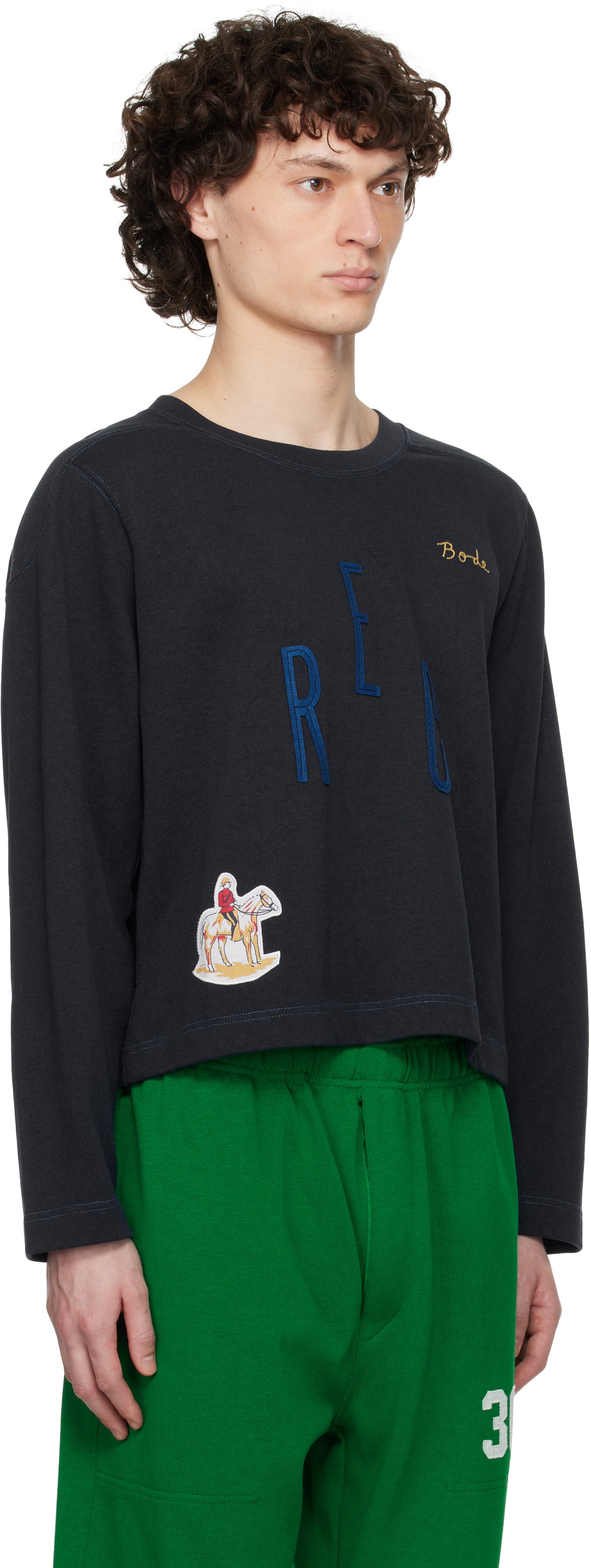 Bode Navy Rec Pullover Sweatshirt