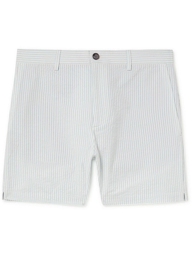 Photo: Club Monaco - Jax Slim-Fit Striped Cotton-Seersucker Shorts - Blue
