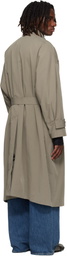 YOKE Beige Stand Collar Over Coat