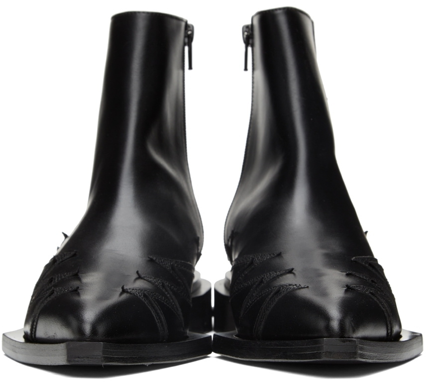 Toga Virilis Black Leather Embellished Boots