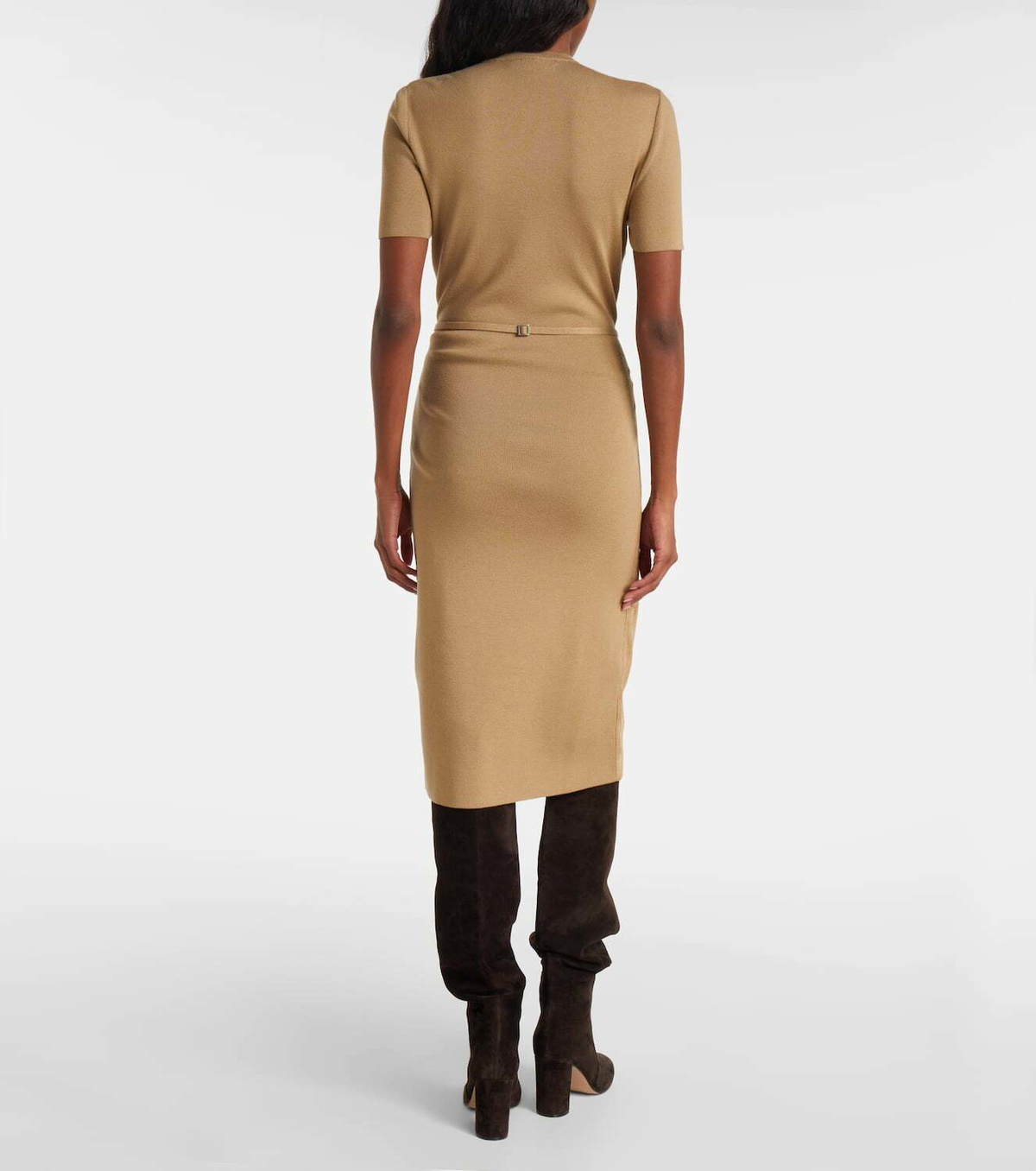 Ralph Lauren Collection Lindsay suede and wool-blend midi dress
