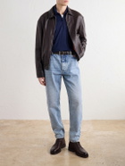 Canali - Wool-Jersey Half-Zip Polo Shirt - Blue