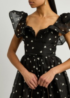 Zimmermann Crush Heart-print Linen-blend Midi Dress Black