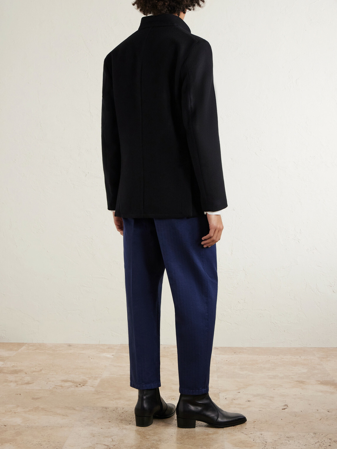 Massimo Alba - Stan Tapered Pleated Herringbone Cotton Trousers - Blue