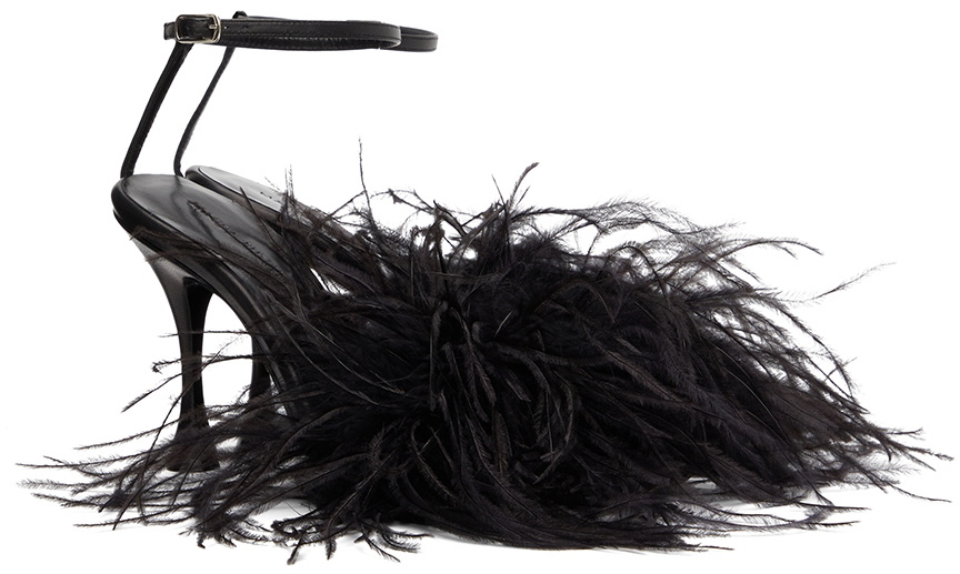 Magda Butrym Black Feather Sandals