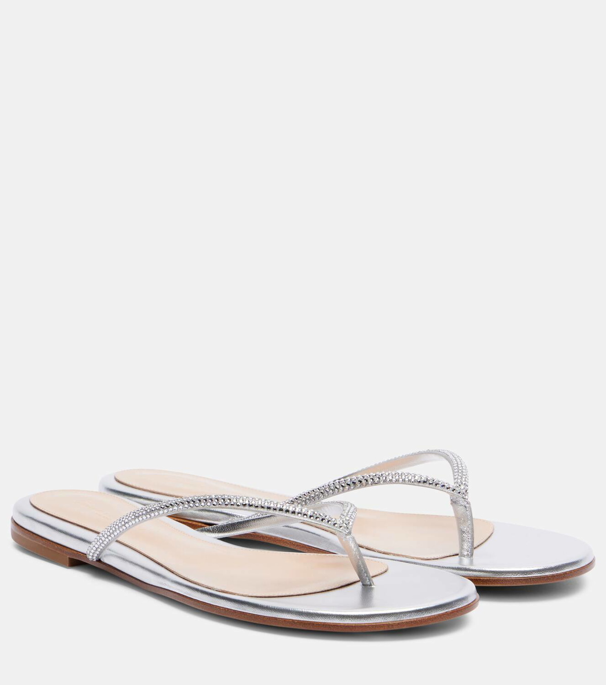 Gianvito Rossi India metallic leather thong sandals