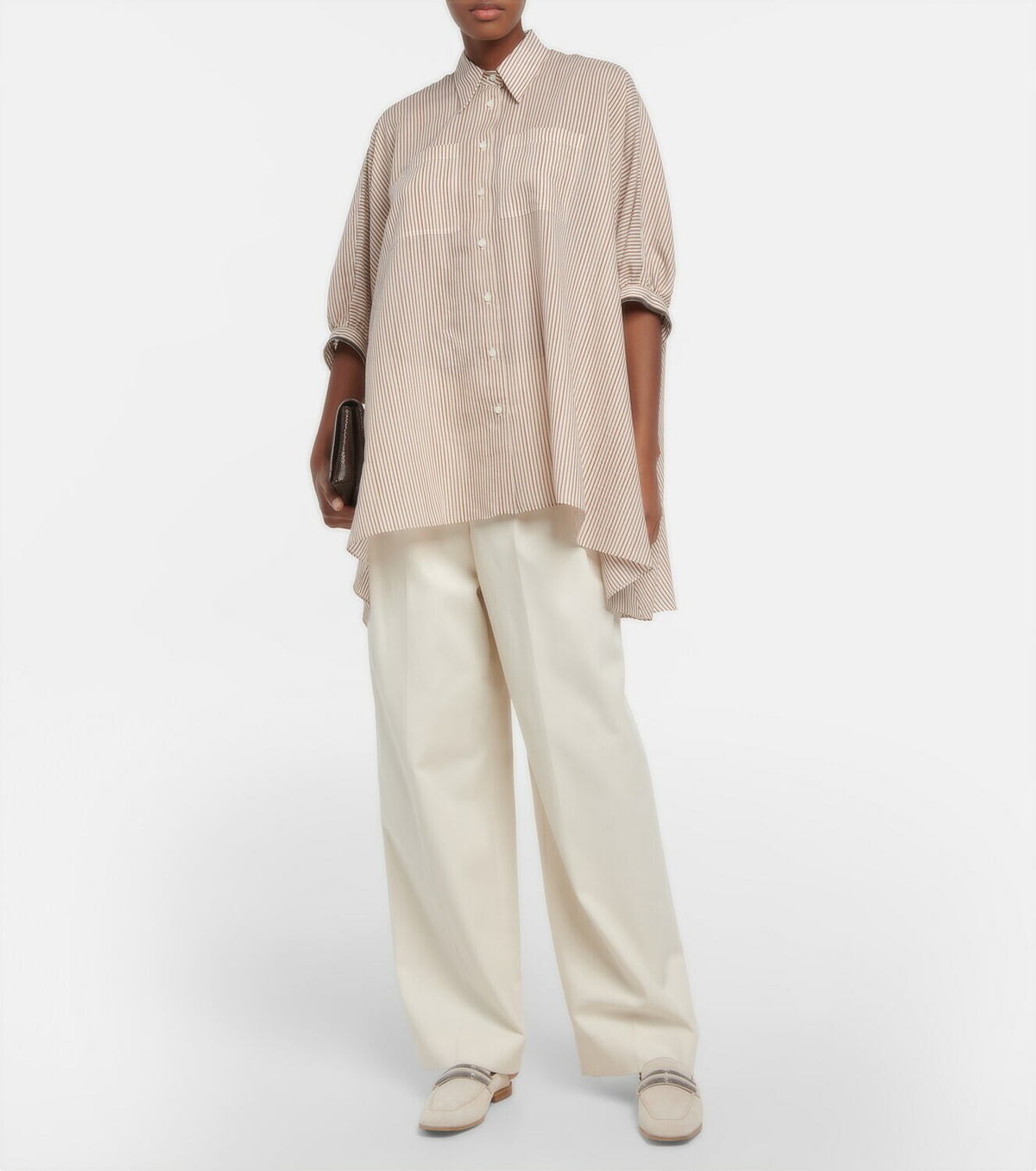 Brunello Cucinelli Gray Silk Shirt