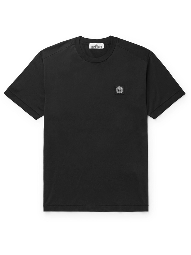 Photo: Stone Island - Logo-Appliquéd Cotton-Jersey T-Shirt - Black