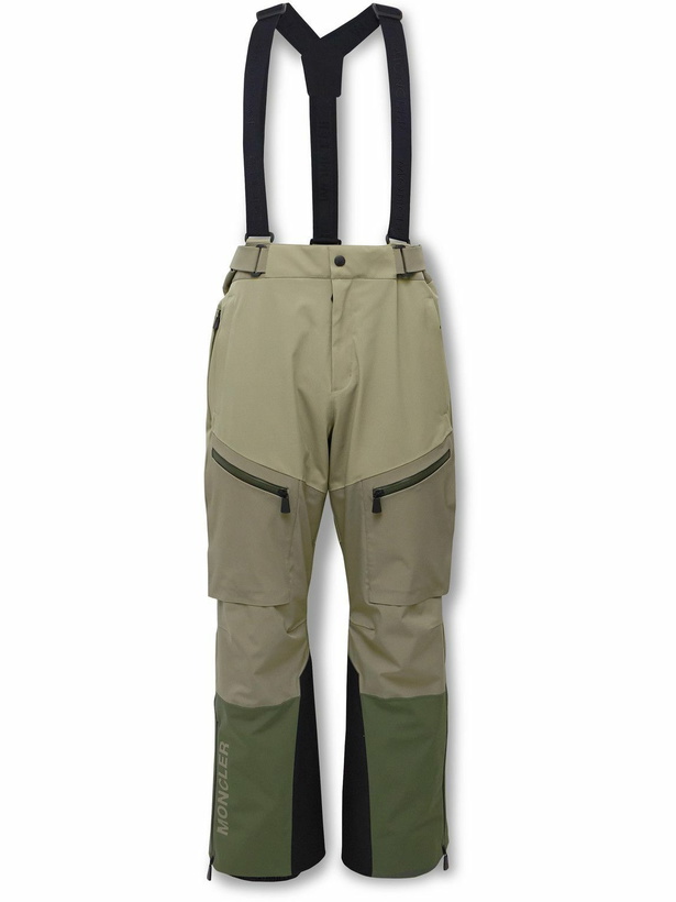 Photo: Moncler Grenoble - Straight-Leg Panelled Padded Ski Salopettes - Green
