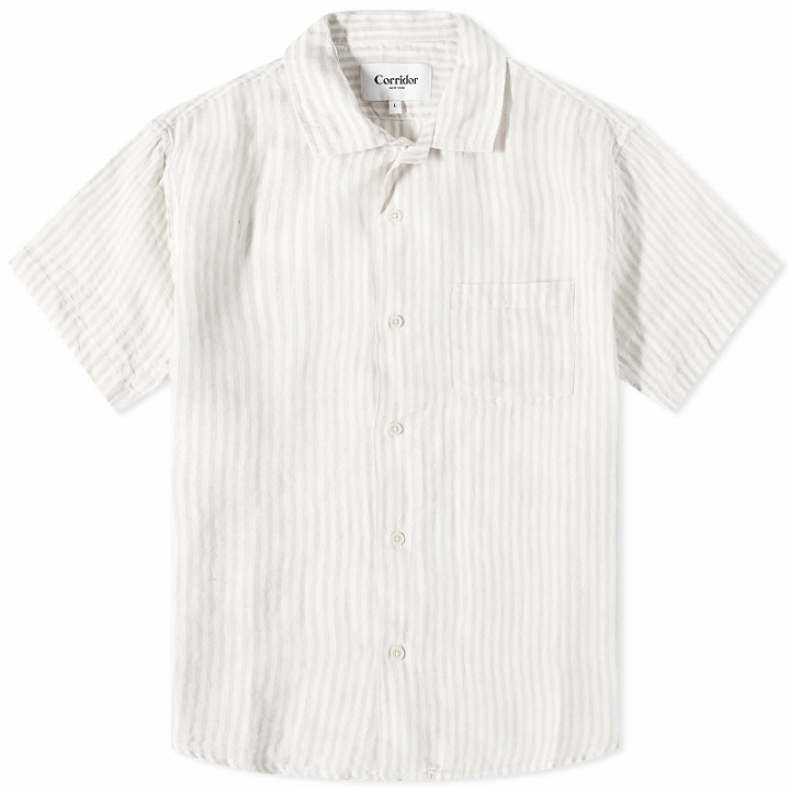 Photo: Corridor Men's Linen Stripe Vacation Shirt in White