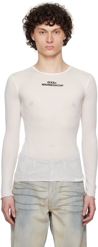 Photo: 032c White 'Black Sun' Fine Rib Longsleeve T-shirt