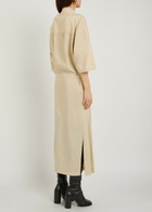Lemaire Belted Brushed Silk-blend Midi Shirt Dress Beige