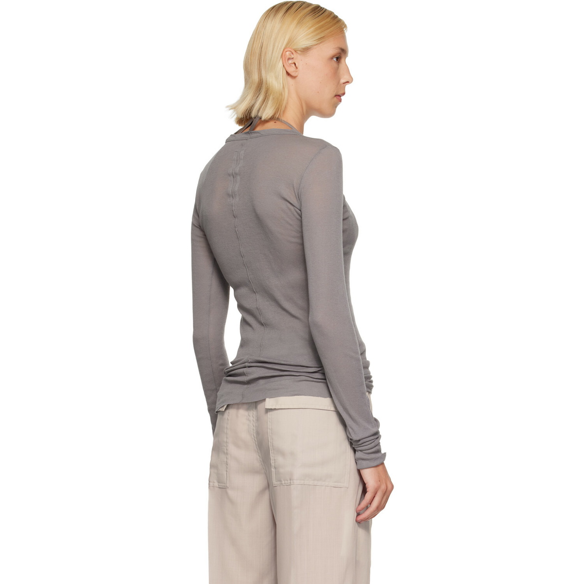 Rick Owens Gray Tower Rib LS T-shirt