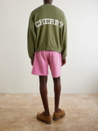 Cherry Los Angeles - Logo-Embroidered Cotton-Jersey Zip-Up Sweatshirt - Green
