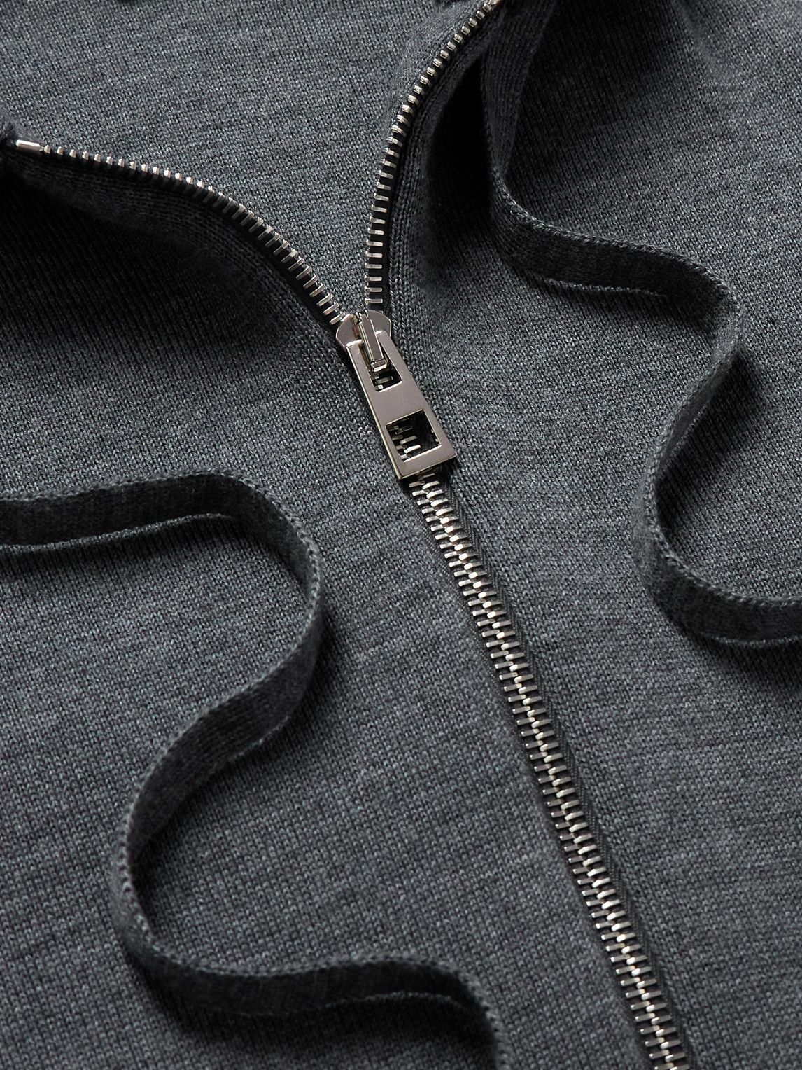 LOEWE - Logo-Embossed Wool-Blend Zip-Up Hoodie - Gray