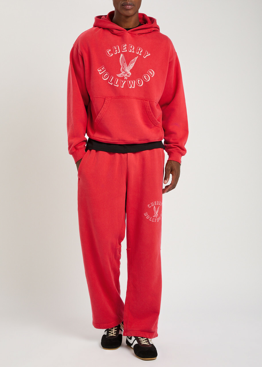 Cherry Los Angeles Hollywood Hooded Cotton Sweatshirt Red